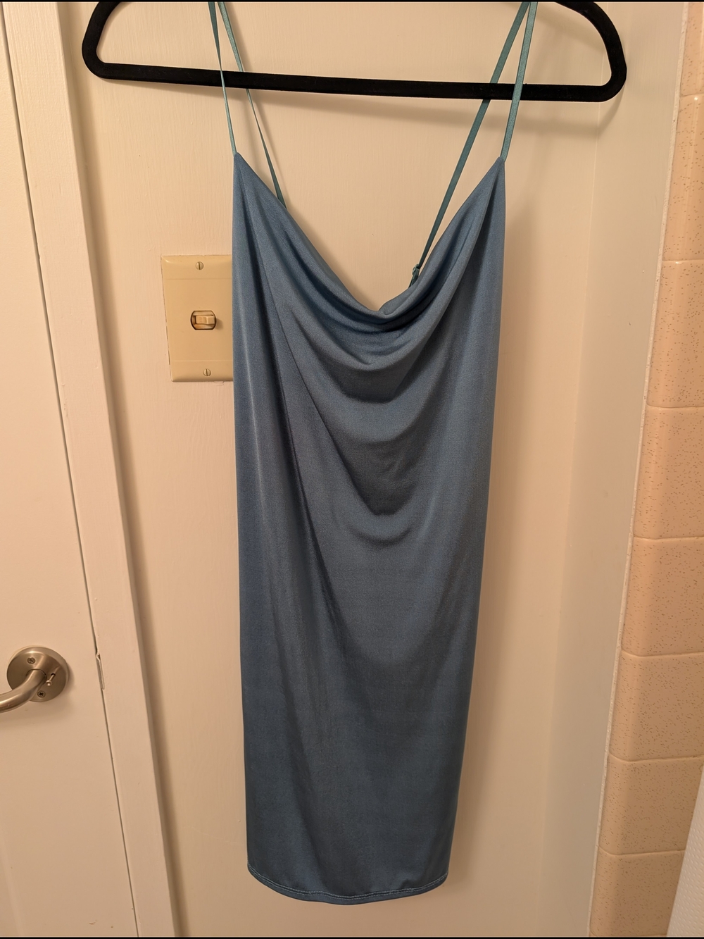 Blue Cowl Neck Slip Dress